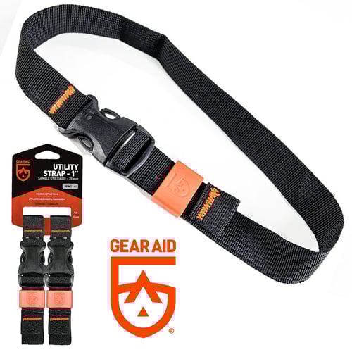 Utility Strap Side Release Buckle 40 inch x 1 inch Nylon Black | 021563808810